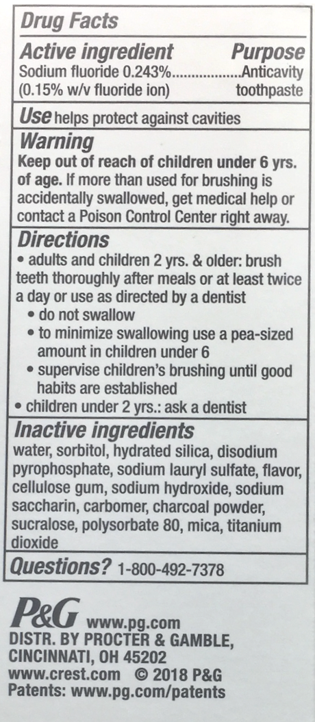 2+ P&G 크레스트 Crest 3D 화이트 화이트닝 테라피 딥크린 차콜 참숯 미백 치약 116g 2개 (232g)