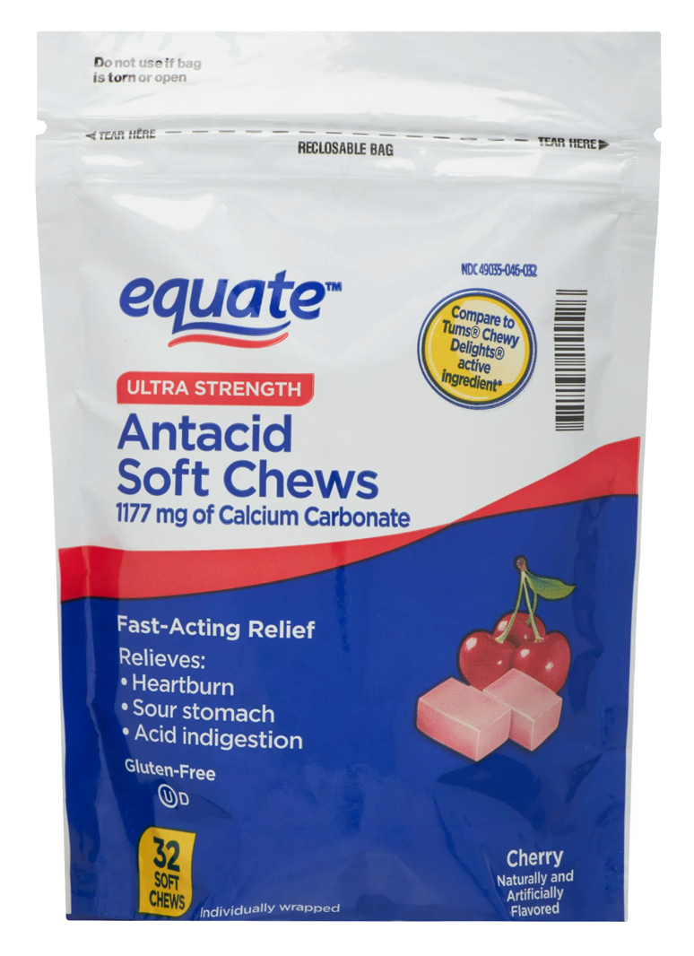12+ 이퀘이트 Equate 탄산칼슘 1177mg 위산중화 체리맛 츄 32정 *텀스 동일 주성분*