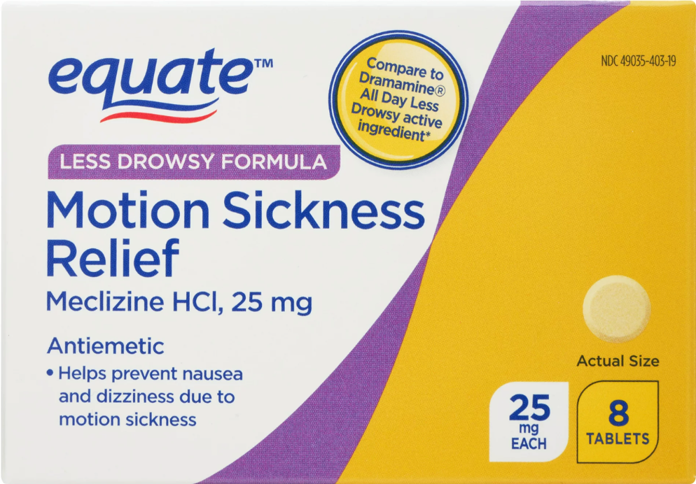 12+ 이퀘이트 메클리진 25mg 24시간 레스-드라우지 멀미 현기증 구토감 완화 8정 2개 (16정)