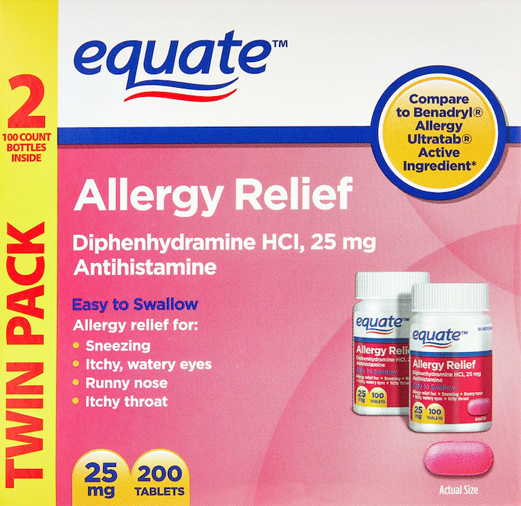 6+ 이퀘이트 디펜하이드라민 25mg 알러지 릴리프 100정 2병 (200정)