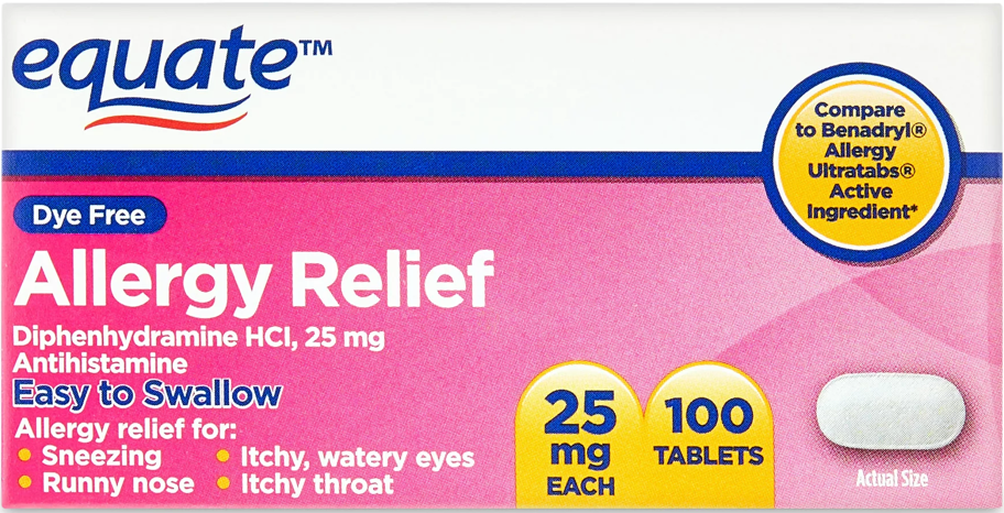 6+ 이퀘이트 디펜하이드라민 25mg 무색소 알러지 릴리프 100정