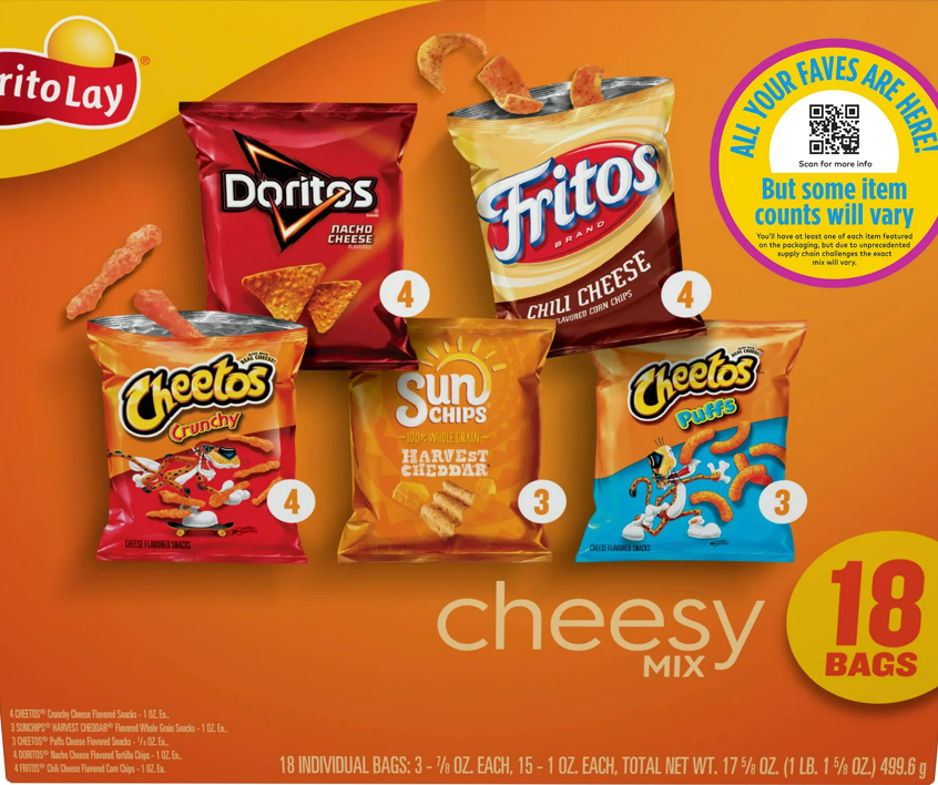 프리토레이 FritoLay 치지 믹스 5가지맛 18팩 (499g)