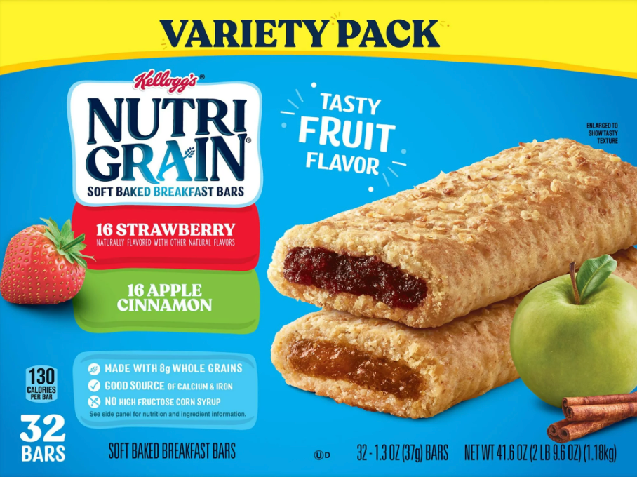 켈로그 Kellogg's 뉴트리그레인 브랙퍼스트바 2가지맛 32pc (1.18kg)