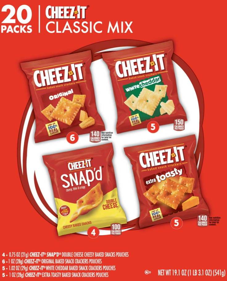 켈로그 Kellogg's 치즈잇 크래커 & 칩 4가지맛 20팩 (541g)