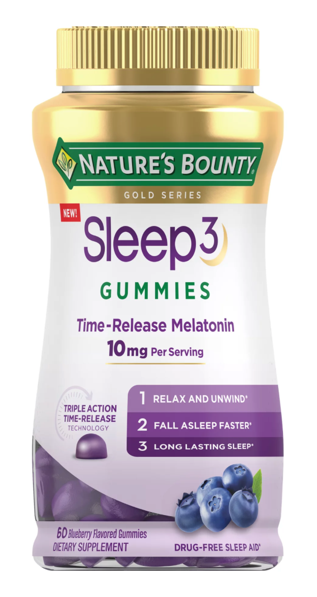 네이처스바운티 슬립3 약물-프리 시간방출형 멜라토닌 5mg + L-티아닌 수면유도 거미 60정