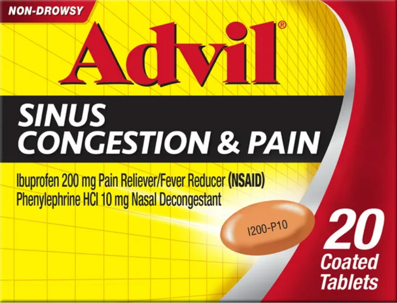 12+ 글락소스미스클라인 GSK 애드빌 사이너스 컨제스천 & 페인 (코감기•두통•몸살) 코팅 태블릿 20정