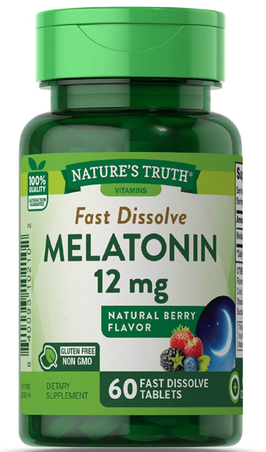 네이처스트루스 Non-GMO 약물-프리 멜라토닌 12mg 수면유도 츄어블 60정