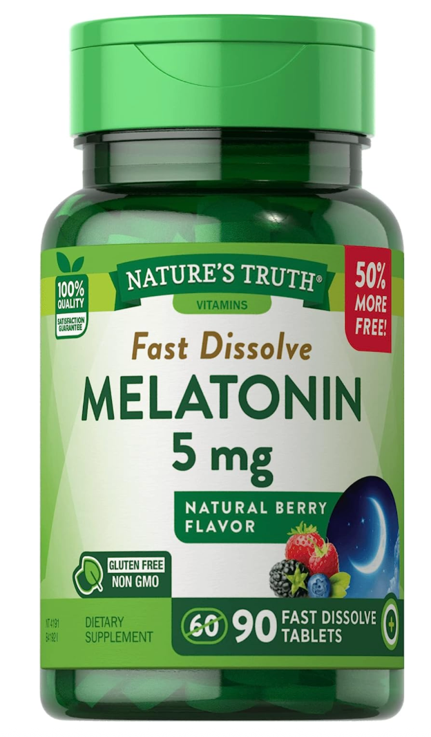 네이처스트루스 Non-GMO 약물-프리 멜라토닌 5mg 수면유도 츄어블 90정 2병 (180정)