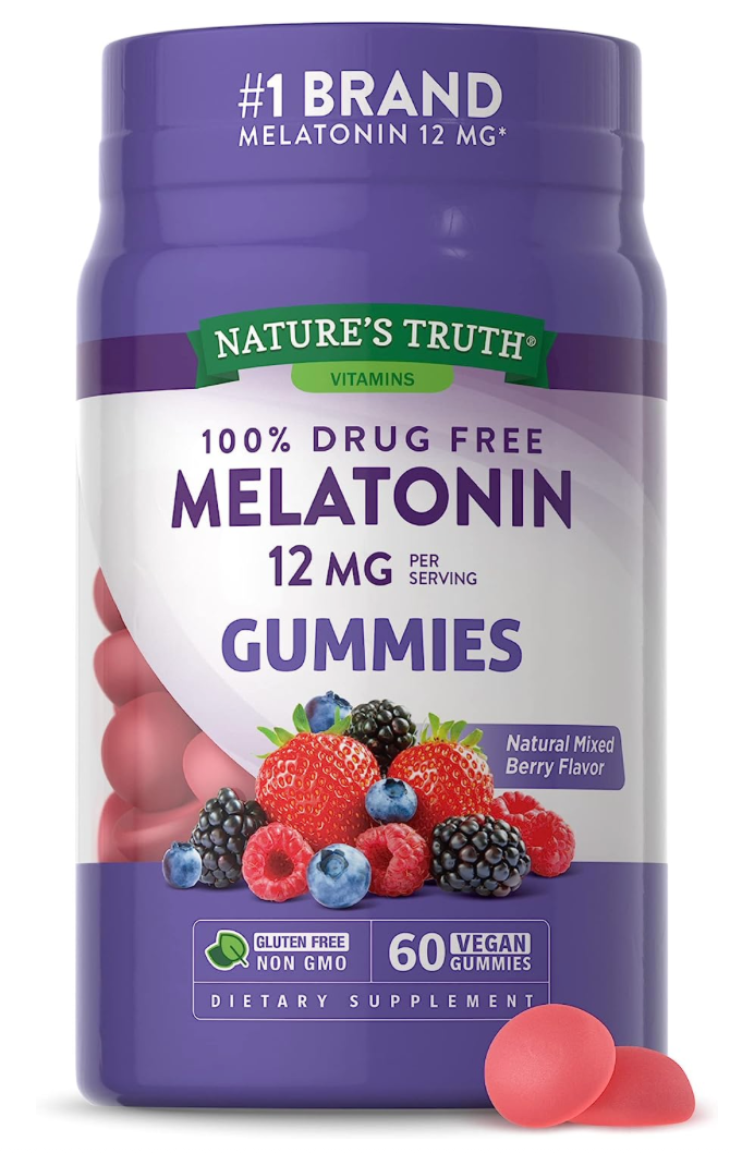 네이처스트루스 Non-GMO 약물-프리 멜라토닌 6mg 수면유도 젤라틴-프리 거미 60정