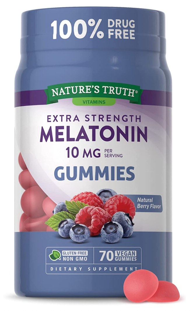 네이처스트루스 Non-GMO 약물-프리 멜라토닌 5mg 수면유도 젤라틴-프리 거미 70정