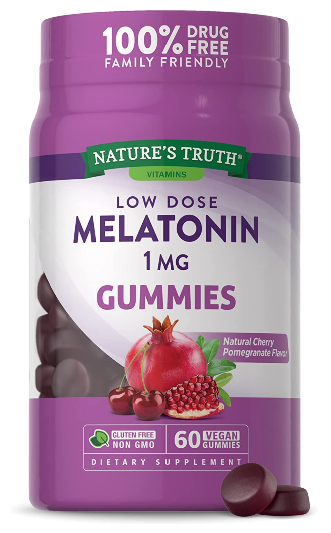 2+ 네이처스트루스 Non-GMO 약물-프리 멜라토닌 1mg 수면유도 젤라틴-프리 거미 60정