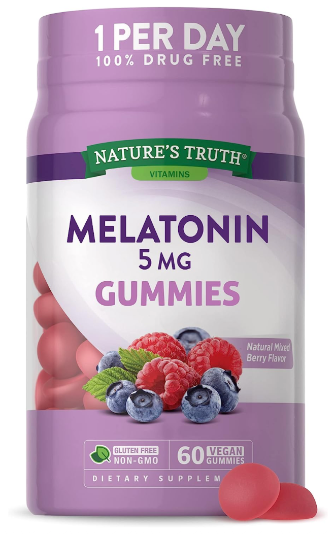 네이처스트루스 Non-GMO 약물-프리 멜라토닌 2.5mg 수면유도 젤라틴-프리 거미 60정