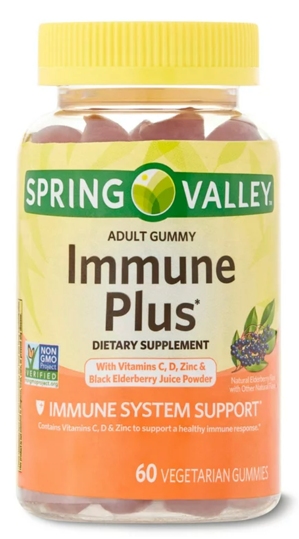 스프링밸리 Non-GMO 엘더베리 면역/이뮨 젤라틴-프리 거미 60정