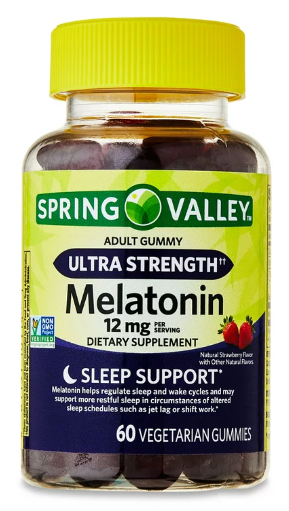 스프링밸리 Non-GMO 약물/젤라틴-프리 멜라토닌 6mg 수면유도 거미 60정