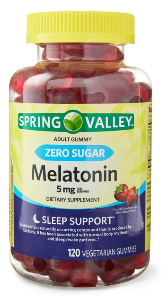 스프링밸리 Spring Valley Non-GMO 약물/아스파담/젤라틴-프리 멜라토닌 2.5mg 수면유도 무설탕 거미 120정