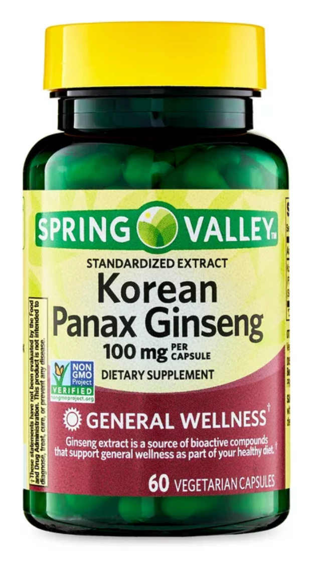 스프링밸리 Non-GMO 코리안 파낙스 진생 (한국 인삼) 100mg 60정 2병 (120정)