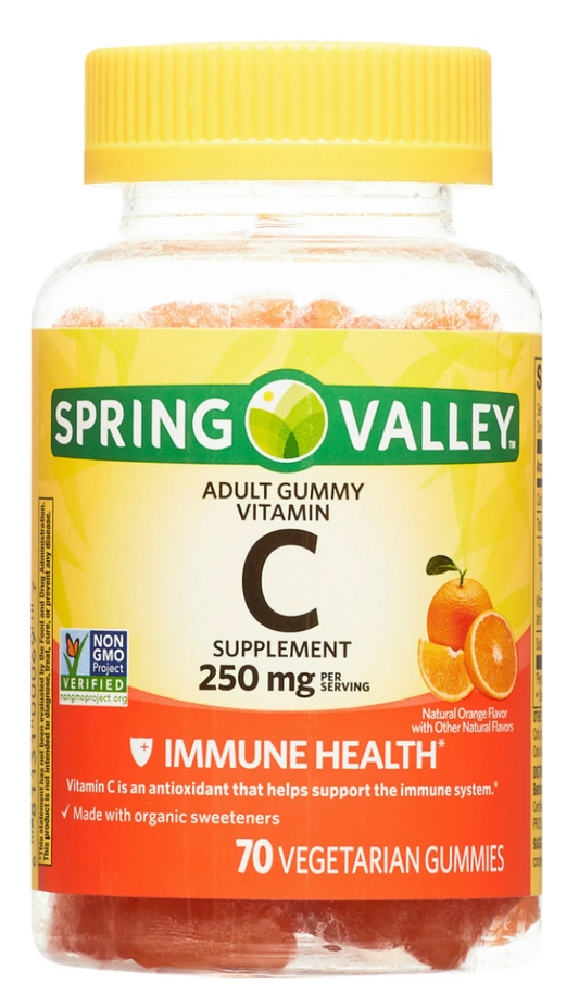 스프링밸리 Spring Valley Non-GMO 젤라틴-프리 비타민 C 125mg 거미 70정