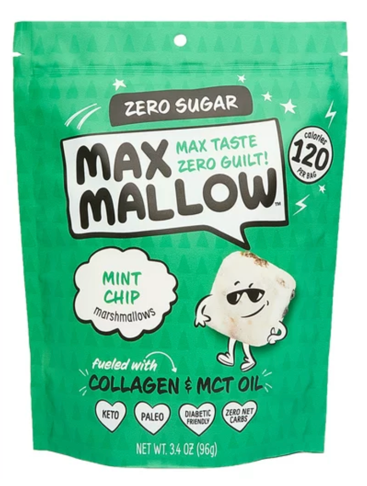 맥스멜로우 Max Mallow 슈가/글루텐/길트-프리 민트칩 마시멜로 96g*케토/당뇨-친화*