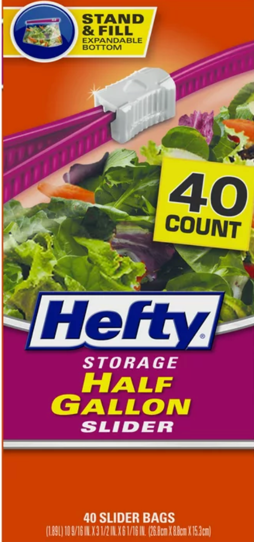 레이놀즈 Reynolds 헤프티 BPA-프리 밀봉 슬라이더백 중대형 1.85L 40매