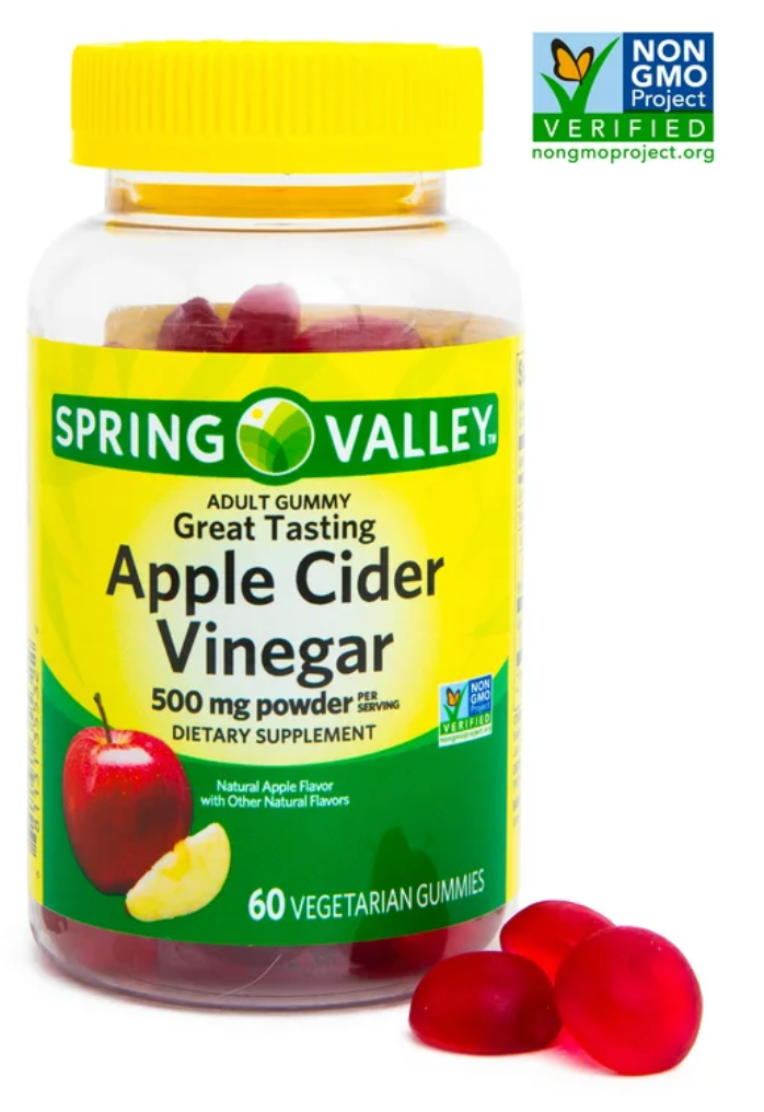 스프링밸리 Non-GMO 젤라틴-프리 애플 사이다 식초 500mg 거미 60정