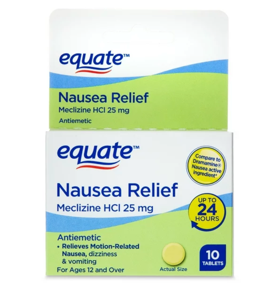 12+ 이퀘이트 메클리진 25mg 24시간 레스-드라우지 멀미 현기증 구토감 완화 10정 2팩 (20정)
