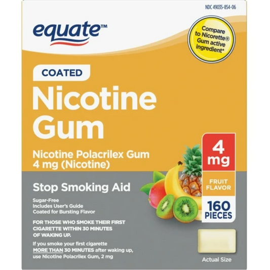 이퀘이트 Equate 니코틴 4mg 무설탕 금연 껌 Fruit 160pc
