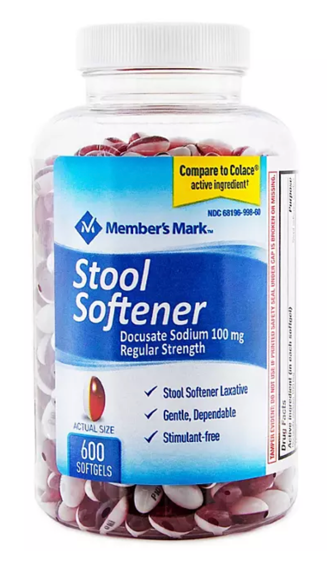 멤버스마크 Member's Mark 도큐세이트나트륨 100mg 스툴소프너 (대변 연화제) 600 액정