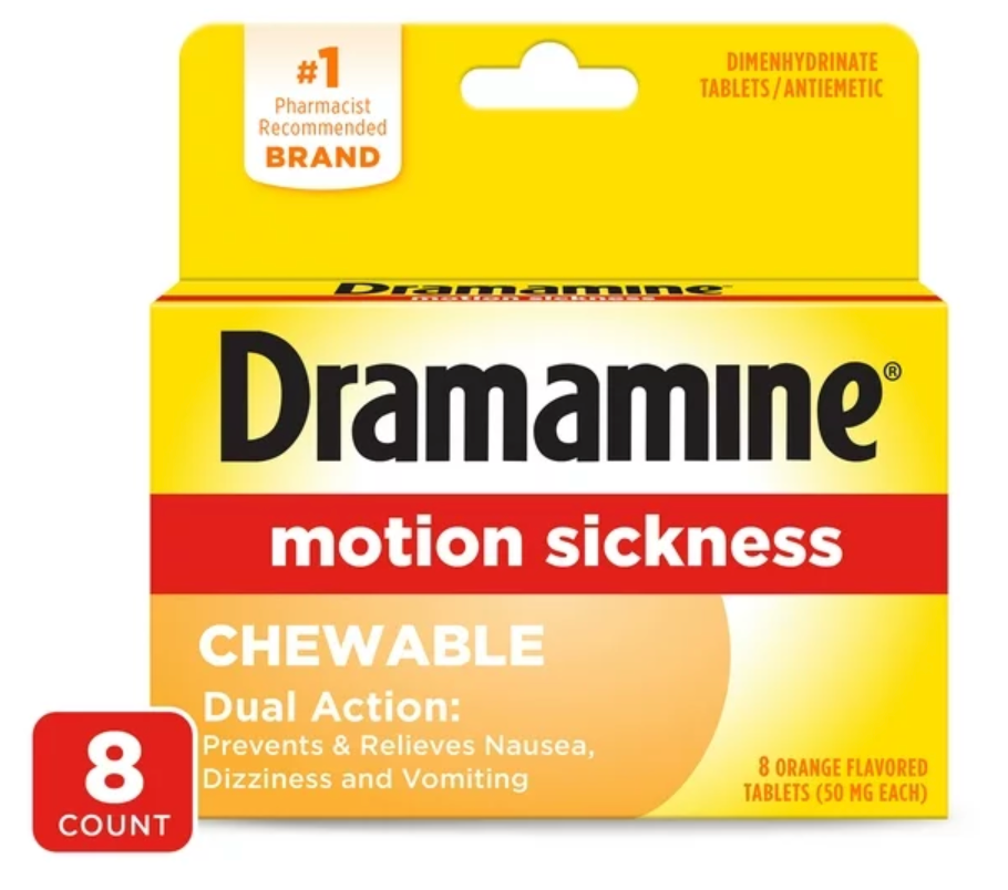 2+ 드라마민 Dramamine 디펜히드리네이트 50mg 듀얼액션 멀미약 츄어블 8정 2개 (16정)