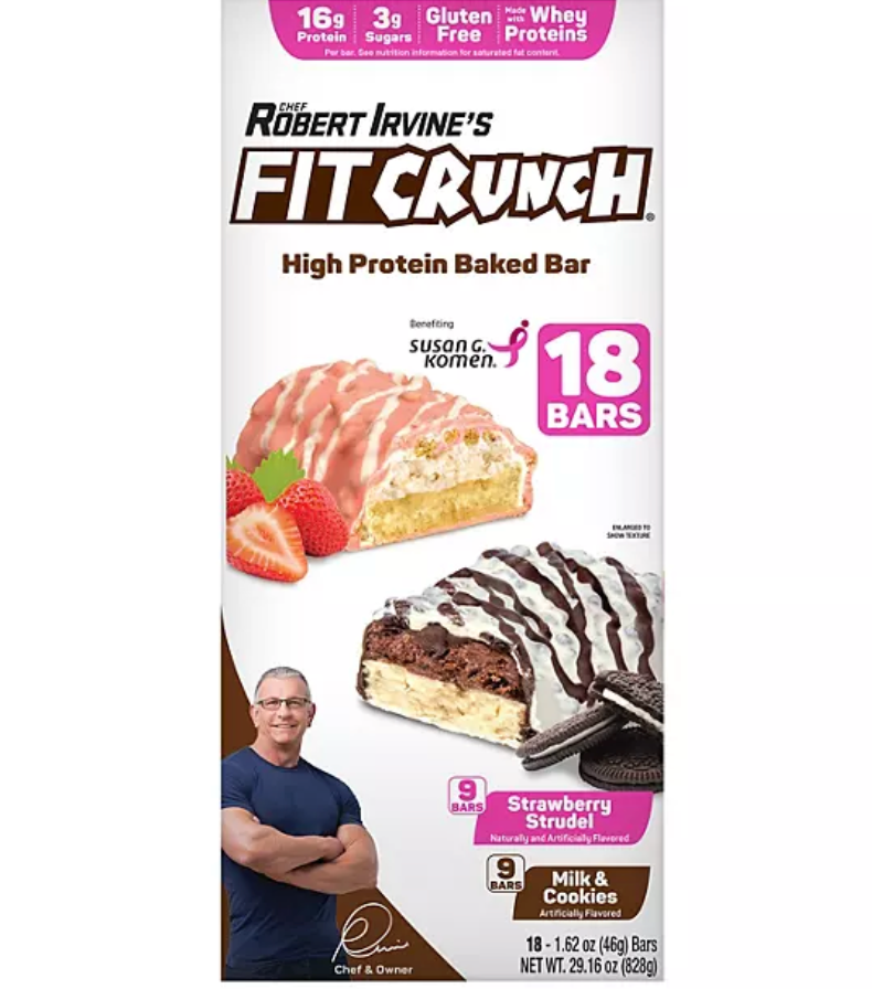 로버트얼바인 Robert Irvine's 피트크런치 글루텐-프리 6겹 단백질바 2가지맛 18ct (828g) *단백질 16g*