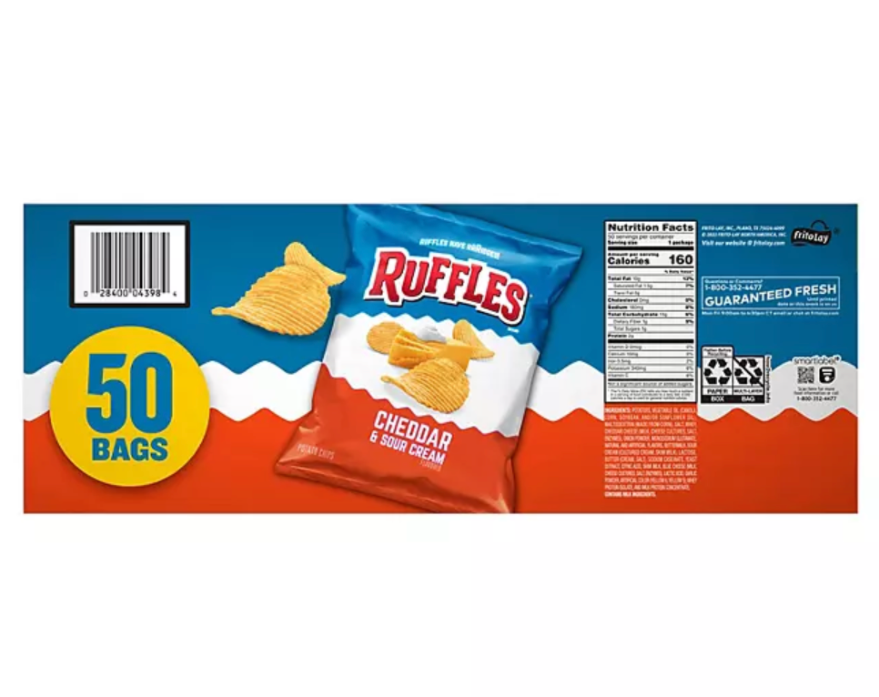프리토레이 FritoLay 러플스 글루텐-프리 오리지널 감자칩 50팩 (1.4kg)