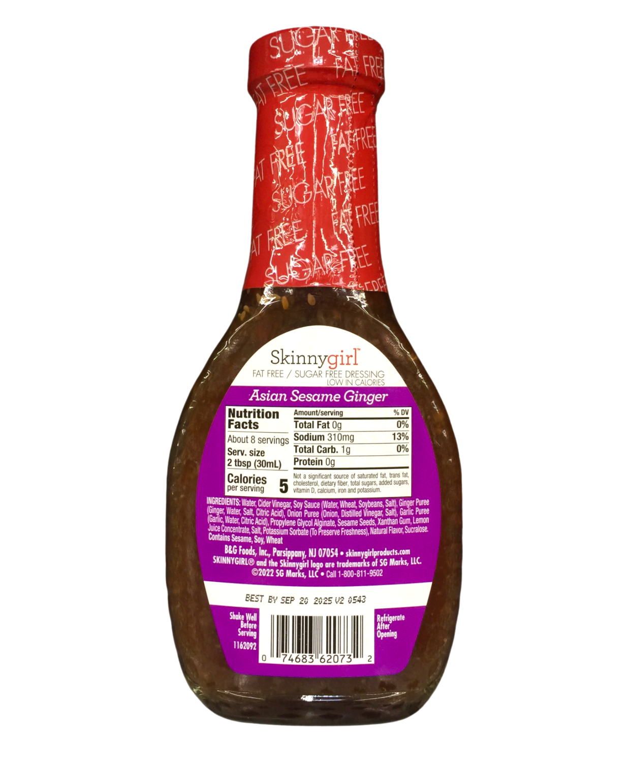 스키니걸 Skinnygirl 슈가/글루텐-프리 무지방 5칼로리 아시안 참깨 생강 드레싱 237ml