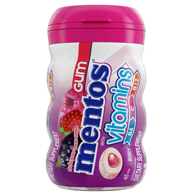 멘토스 Mentos 베리맛 비타민 무설탕 껌 45pc