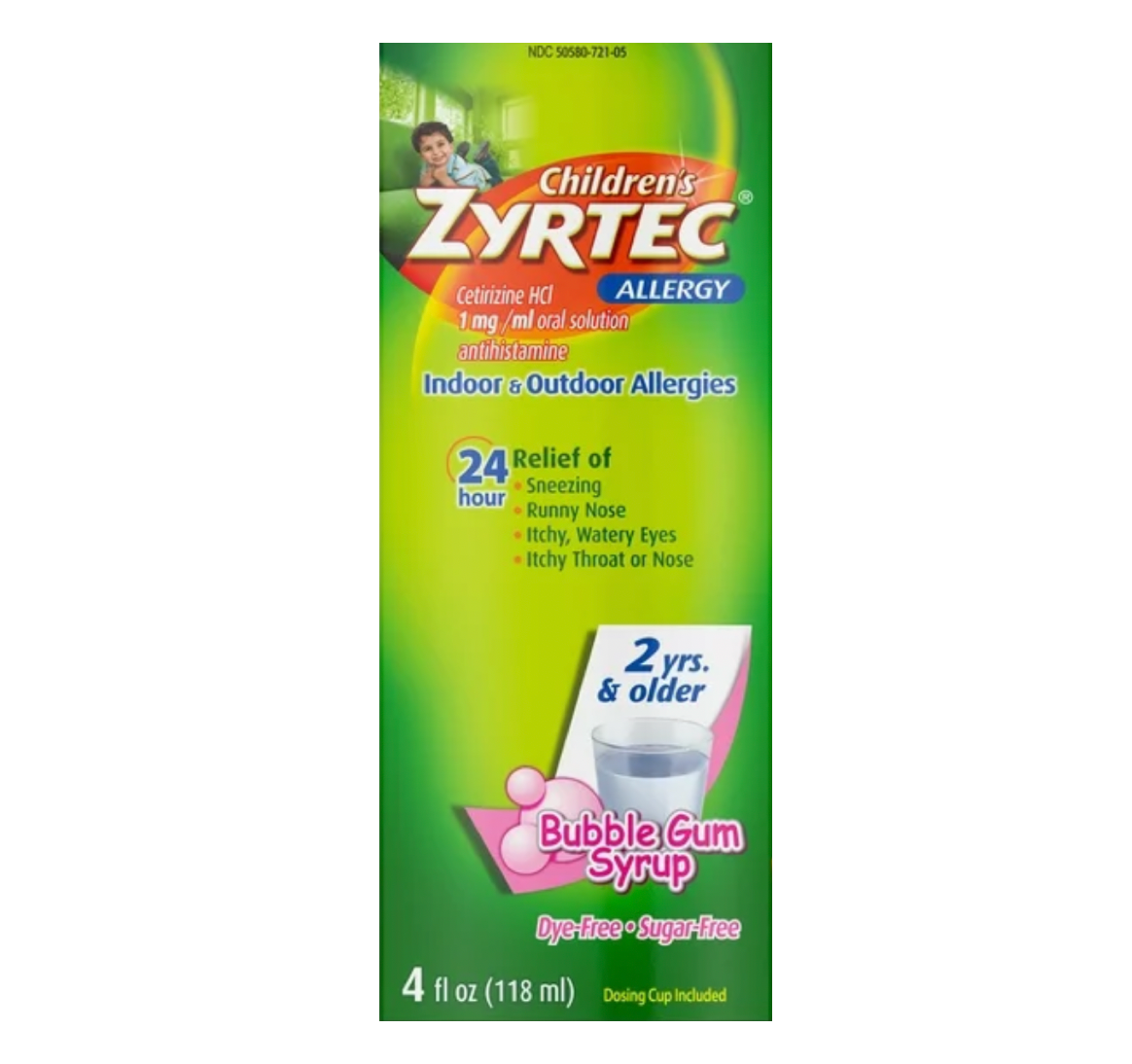 2+ 존슨앤존슨 칠드런 지르텍 세티리진 HCI 5mg 24시간 알러지 릴리프 시럽 118ml