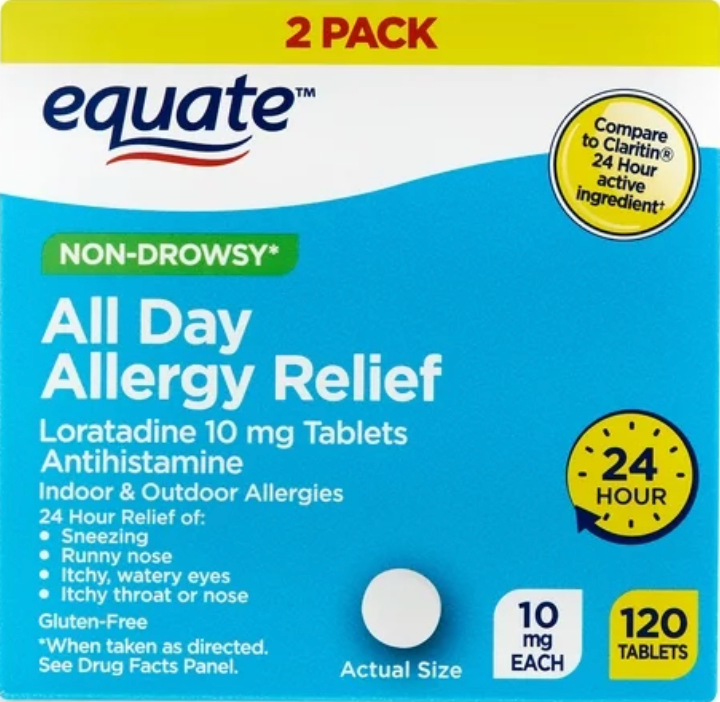 6+ 이퀘이트 로라타딘 10mg 24시간 알러지 릴리프 60정 2병 (120정)