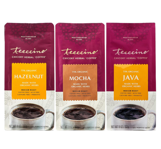 티치노 Teeccino 75% 유기농 카페인-프리 허브 커피 3종 (936g) *커피 대안품*