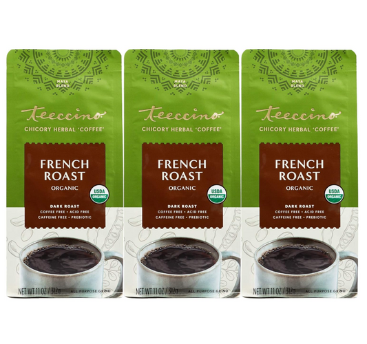 티치노 Teeccino 유기농/Non-GMO 카페인-프리 허브 커피 French Roast 312g 3팩 (936g)