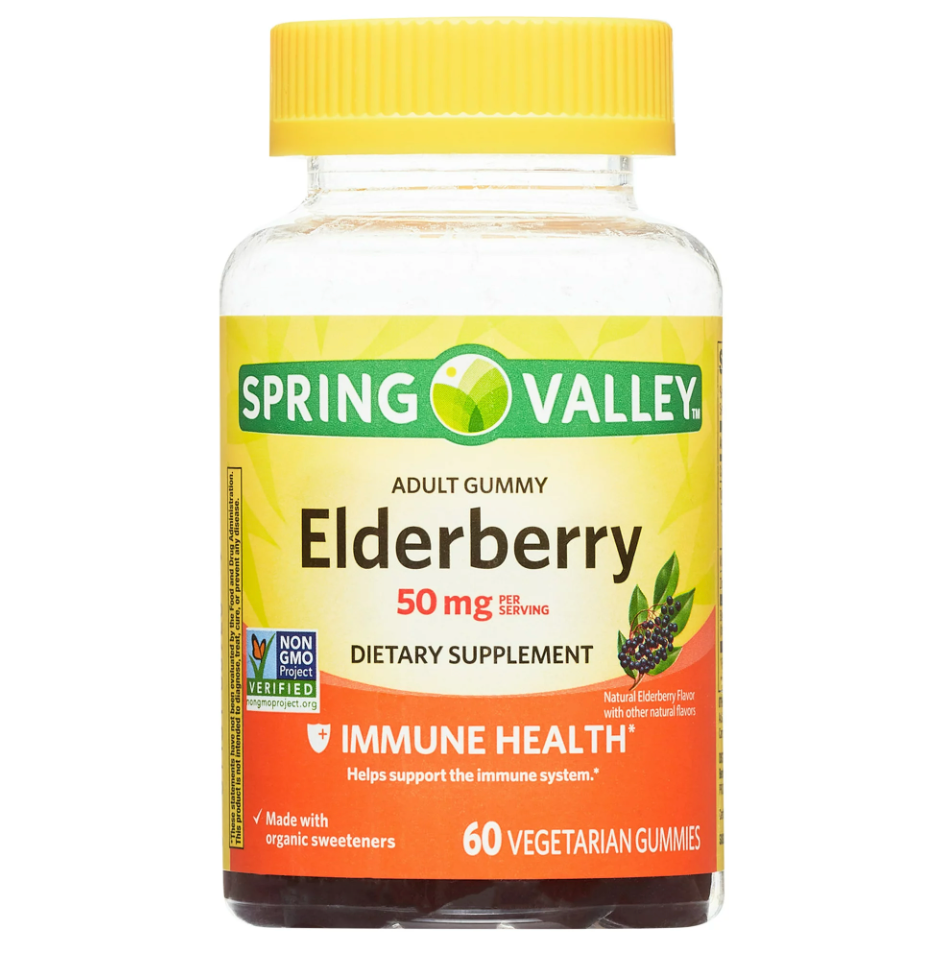 스프링밸리 Non-GMO 엘더베리 50mg 면역/이뮨 젤라틴-프리 거미 60정