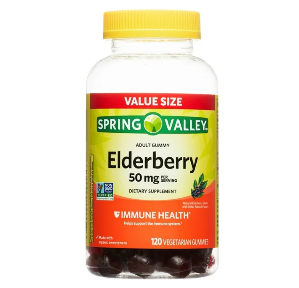 스프링밸리 Non-GMO 엘더베리 50mg 면역/이뮨 젤라틴-프리 거미 120정