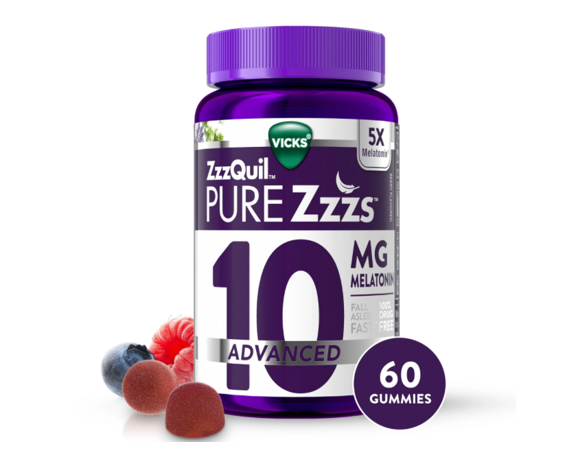 P&G 지퀼 퓨어지스 어드밴스드 약물-프리 멜라토닌 5mg 수면유도 젤라틴-프리 거미 60정