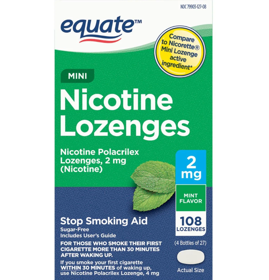 이퀘이트 니코틴 2mg 무설탕 금연 미니 로젠지 민트맛 27정 4개 (108정) *FDA 인증*