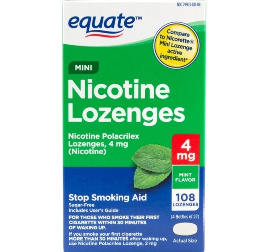 이퀘이트 니코틴 4mg 무설탕 금연 미니 로젠지 민트맛 27정 4개 (108정) *FDA 인증*