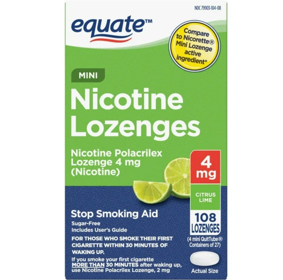 이퀘이트 니코틴 4mg 무설탕 금연 미니 로젠지 시트러스민트맛 27정 4개 (108정) *FDA 인증*