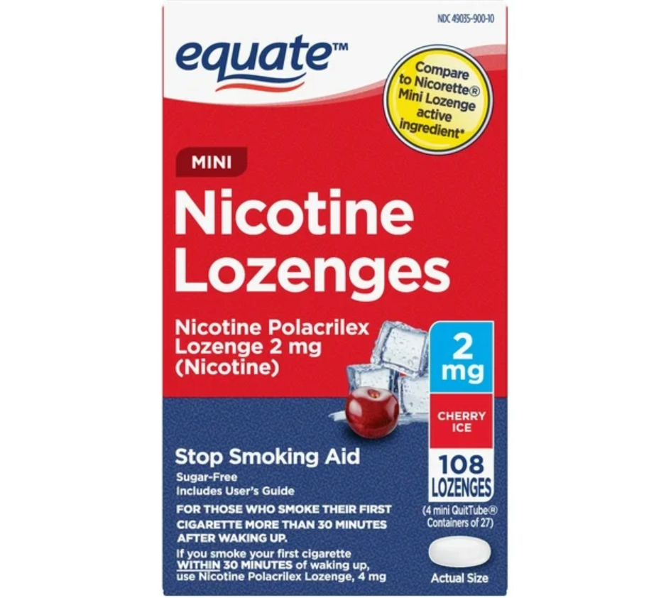 이퀘이트 니코틴 2mg 무설탕 금연 미니 로젠지 체리아이스맛 27정 4개 (108정) *FDA 인증*
