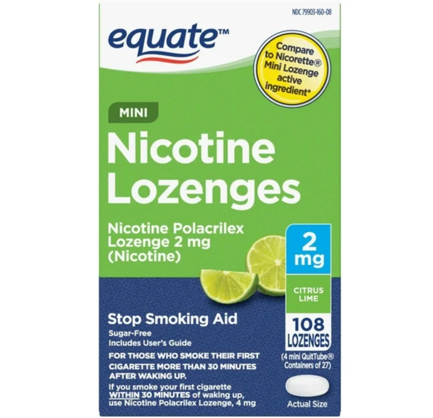 이퀘이트 니코틴 2mg 무설탕 금연 미니 로젠지 시트러스민트맛 27정 4개 (108정) *FDA 인증*