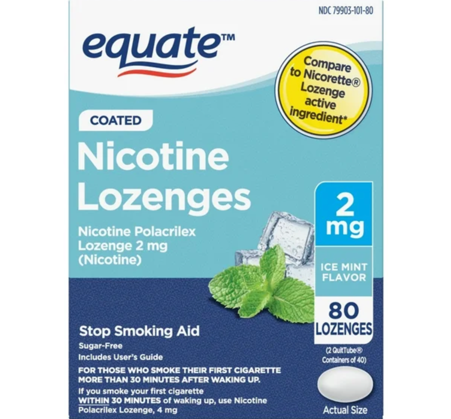 이퀘이트 니코틴 2mg 무설탕 금연 코팅 로젠지 아이스민트맛 20정 2개 (80정) *FDA 인증*