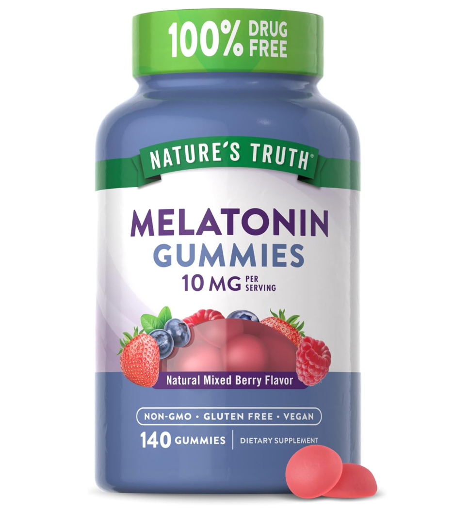 네이처스트루스 Non-GMO 약물-프리 멜라토닌 5mg 수면유도 젤라틴-프리 거미 140정