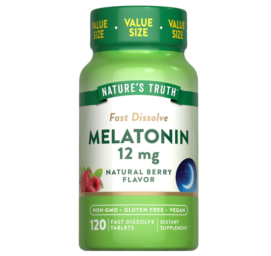 네이처스트루스 Non-GMO 약물-프리 멜라토닌 12mg 수면유도 츄어블 120정