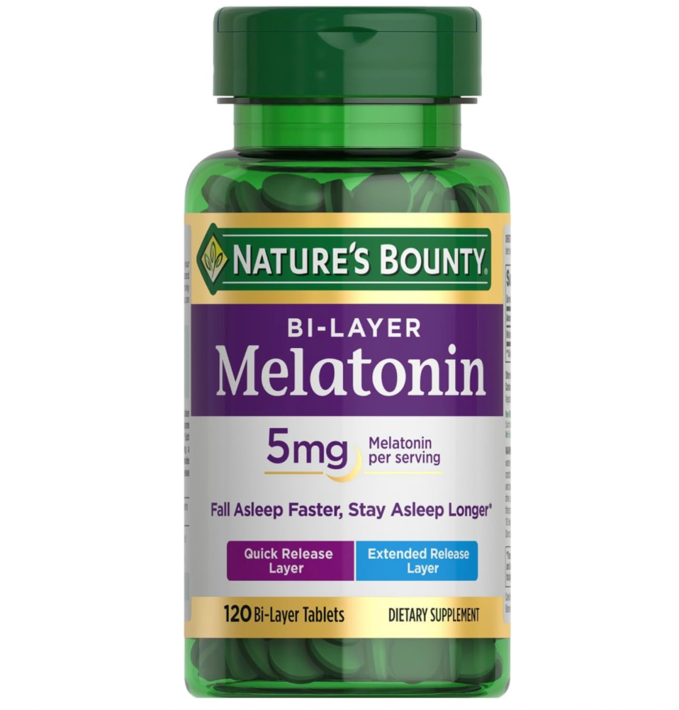 네이처스바운티 Non-GMO 약물-프리 멜라토닌 5mg 바이-레이어 120정