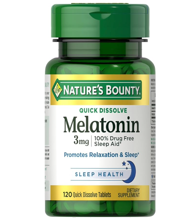 네이처스바운티 Non-GMO 약물-프리 멜라토닌 3mg 수면유도 츄어블 120정