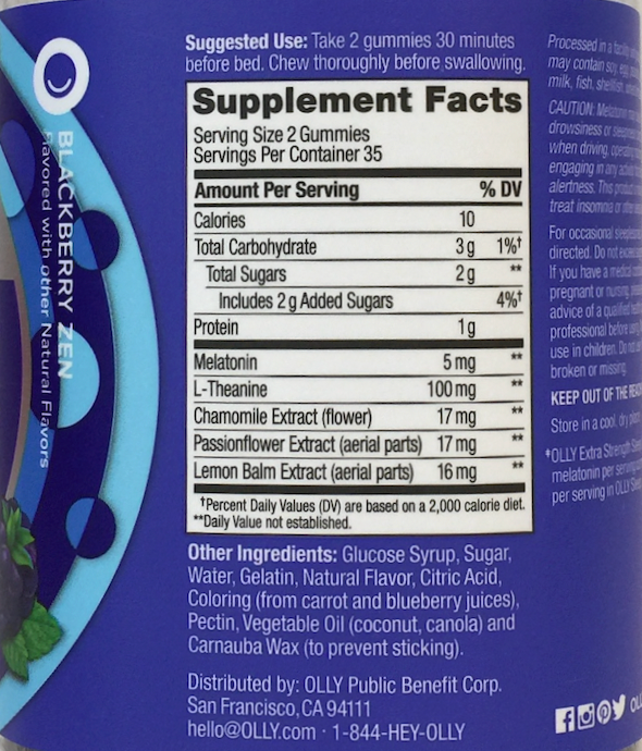 올리 슬립 엑스트라스트랭쓰 약물-프리 멜라토닌 2.5mg 수면유도 거미 70정